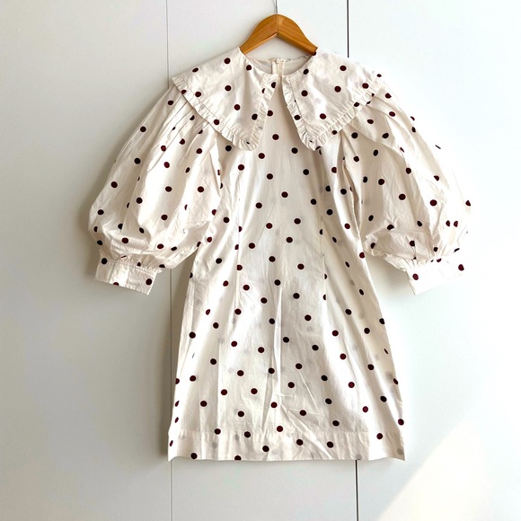 GANNI Polka-dot cotton-poplin dress NWT - Picture 7 of 11